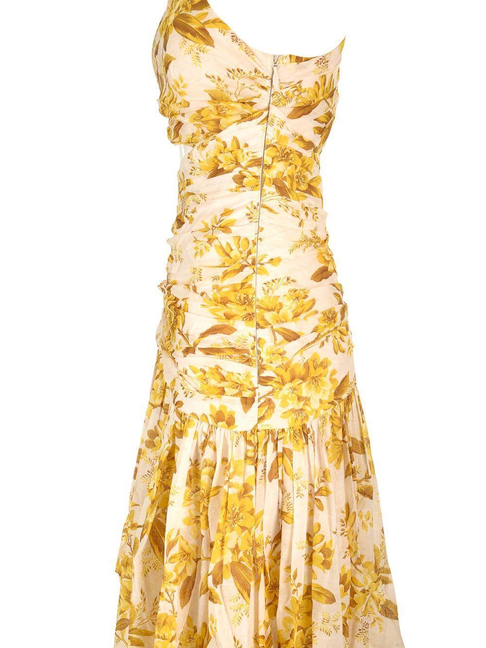 Golden Asymmetric Dress In Yellow product image