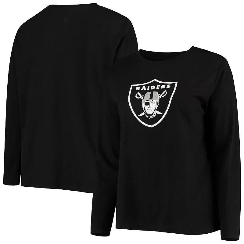 Womens Fanatics Branded Black Las Vegas Raiders Plus Size Primary Logo Long Sleeve T-Shirt Product Image