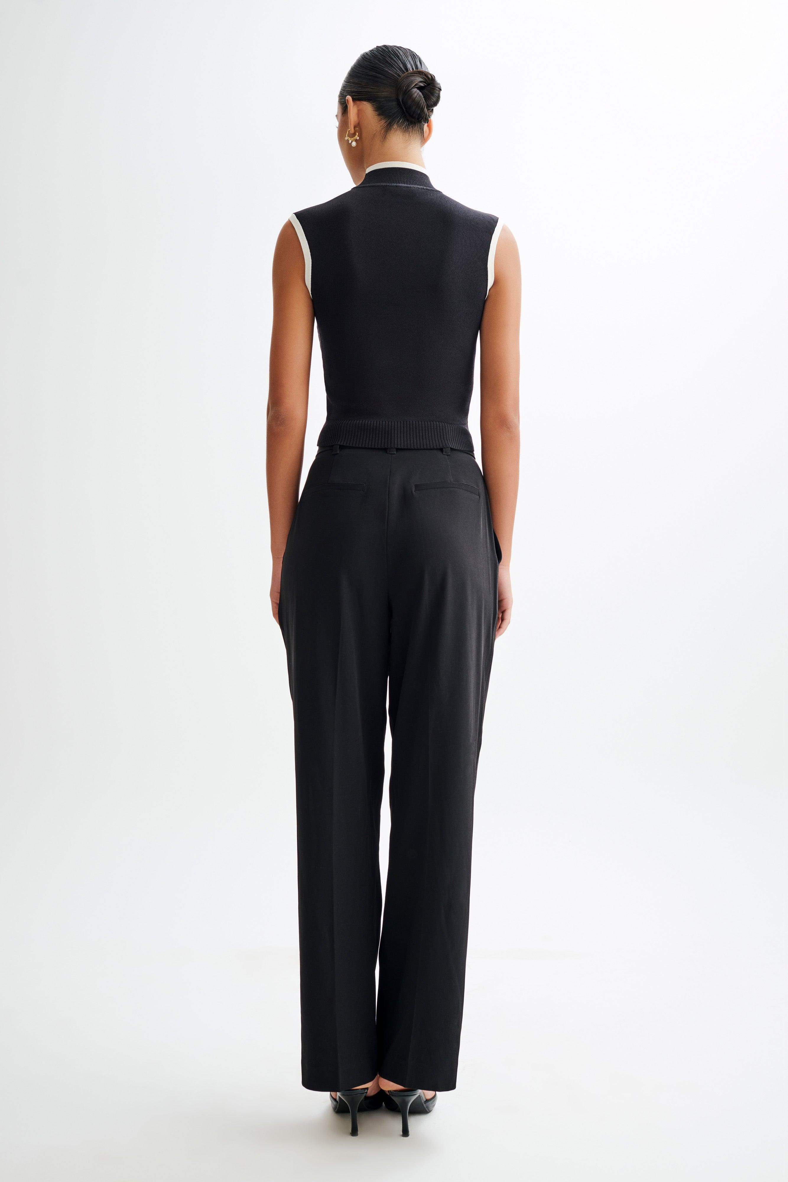 Laurina High Neck Contrast Top - Black product image