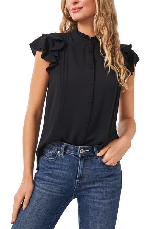 CeCe Pintuck Ruffle Short Sleeve Blouse Product Image