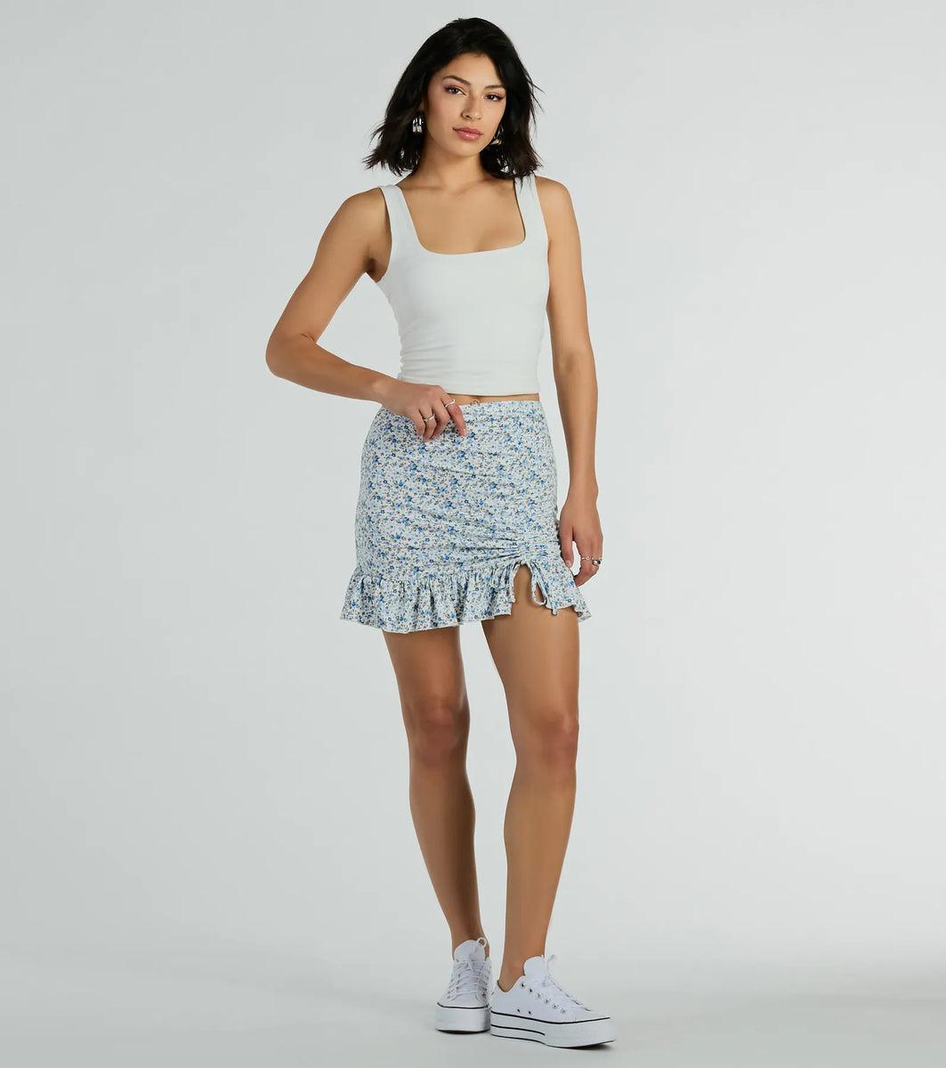 Spring Mentality Ditsy Floral Ruffle Mini Skirt product image