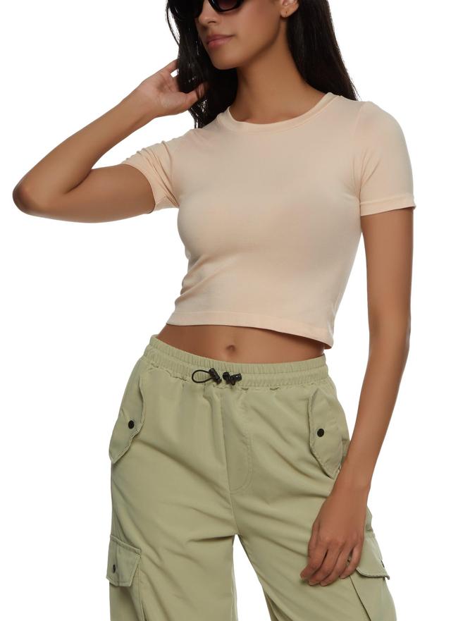 Womens Seamless Crew Neck Cropped T Shirt Product Image