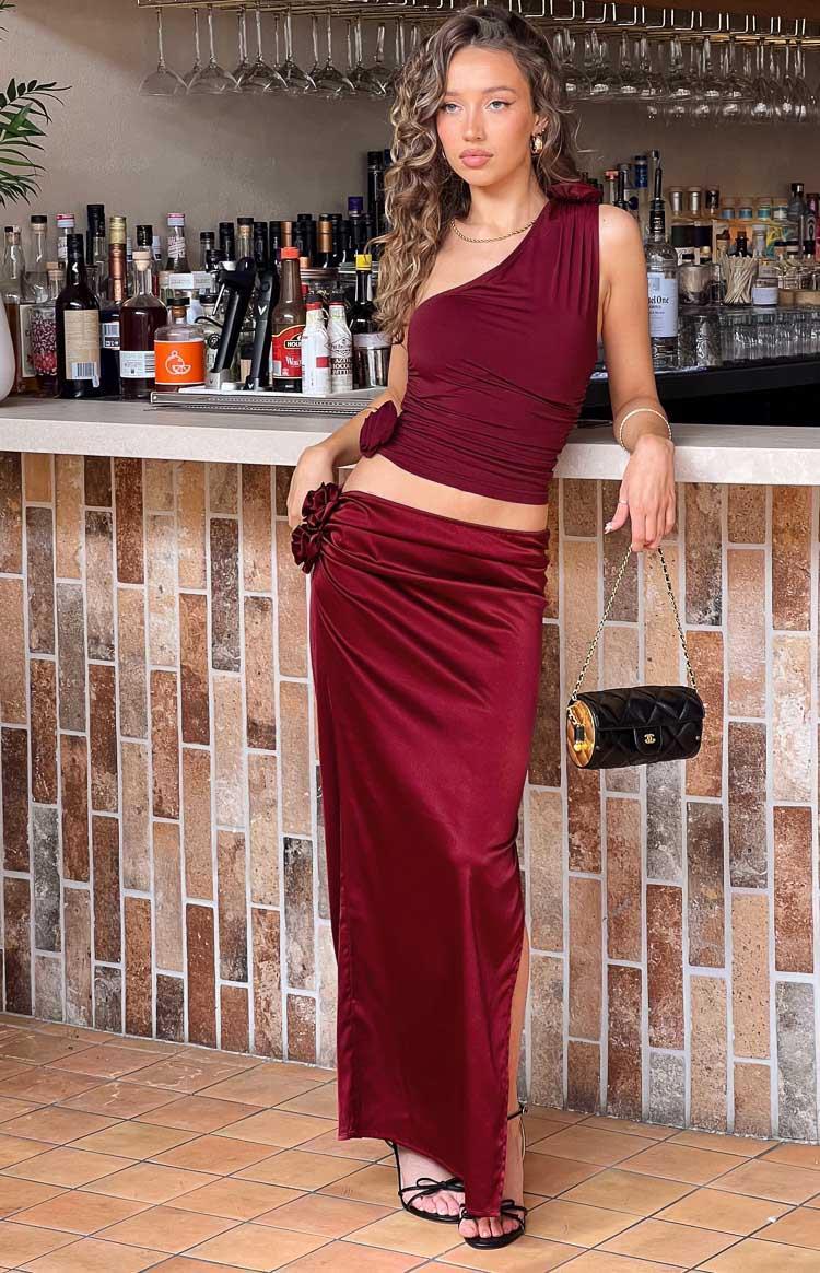 Lioness Soul Mate Burgundy Maxi Skirt Product Image