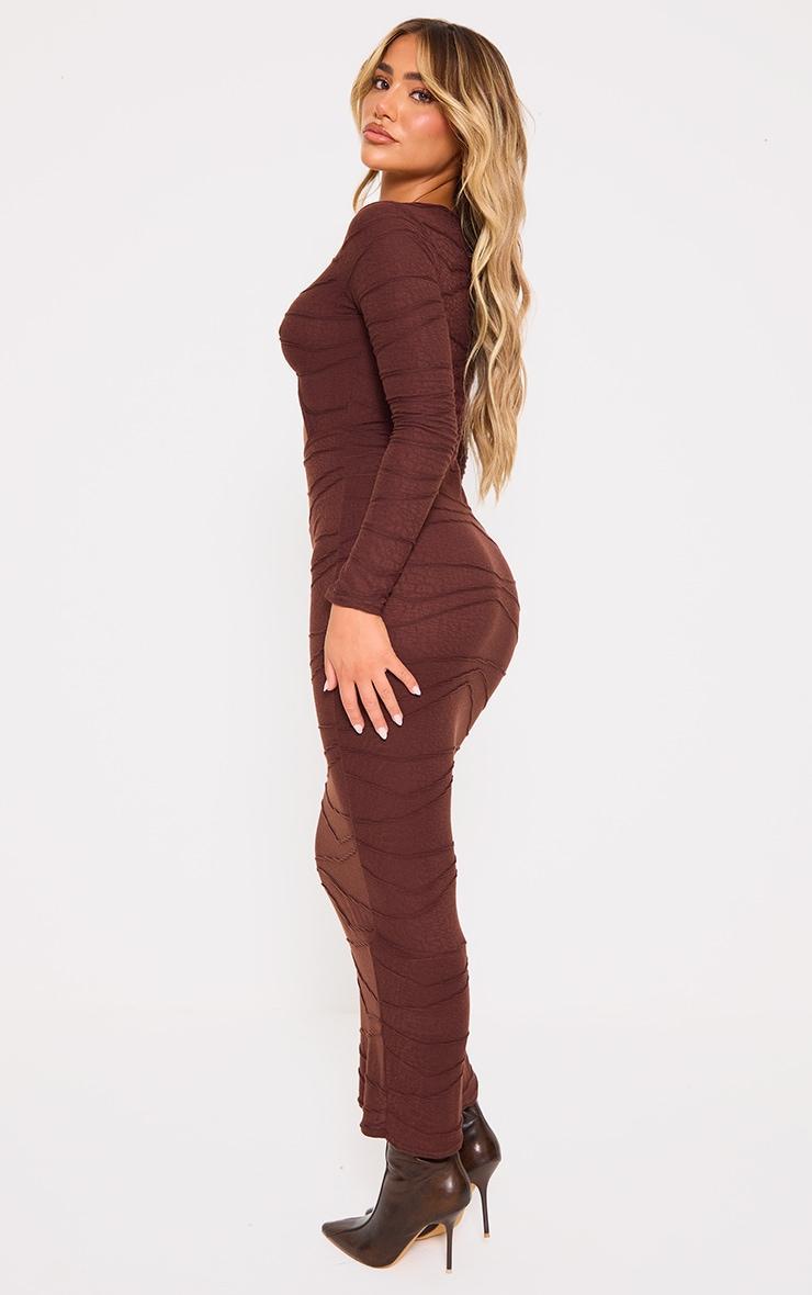 Chocolate Textured Cut Out Maxi Dress Product Image