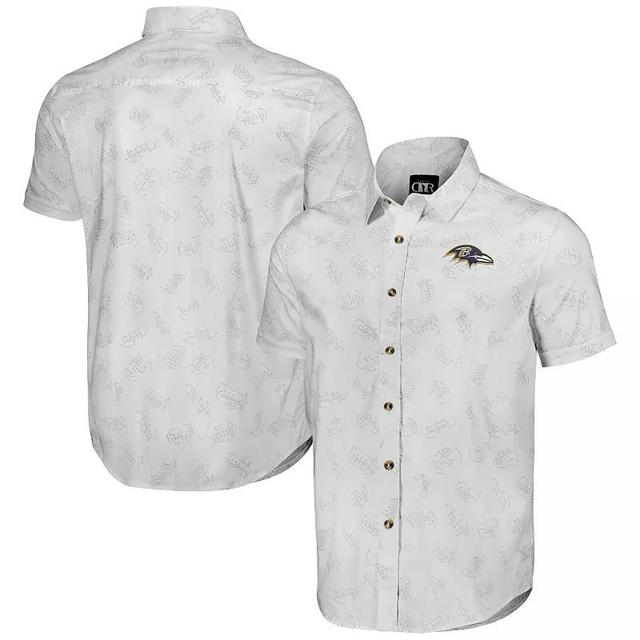 Mens NFL x Darius Rucker Collection by Fanatics White Baltimore Ravens Woven Short Sleeve Button Up Shirt Product Image