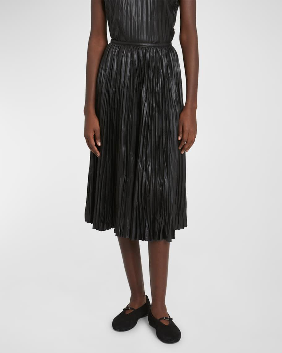 Rosalyn Pleated Faux-Leather Skirt Product Image