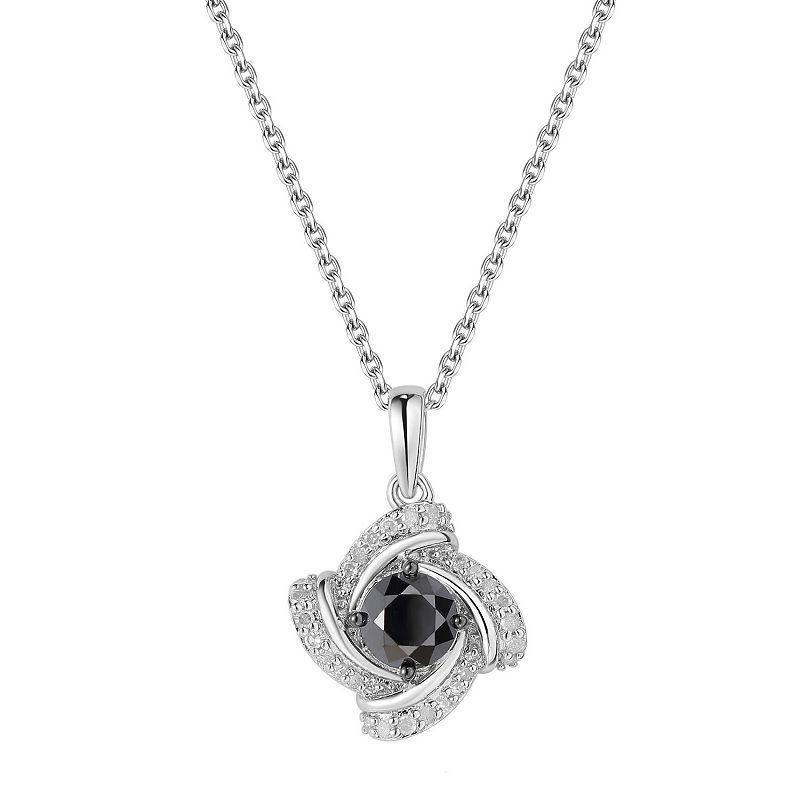 Sterling Silver 1 Carat T.W. Black & White Diamond Pendant Necklace, Womens Product Image