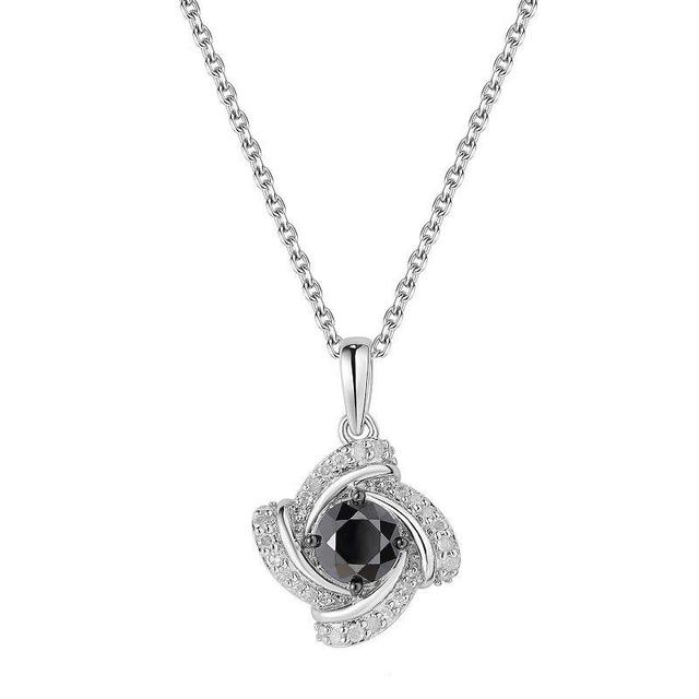 Sterling Silver 1 Carat T.W. Black & White Diamond Pendant Necklace, Womens, Multicolor Product Image