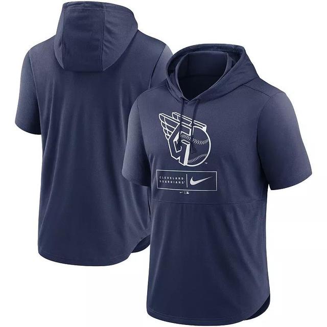 Mens Nike Navy Cleveland Guardians Lockup Performance Short Sleeve Lightweight Hooded Top Grd Blue Product Image