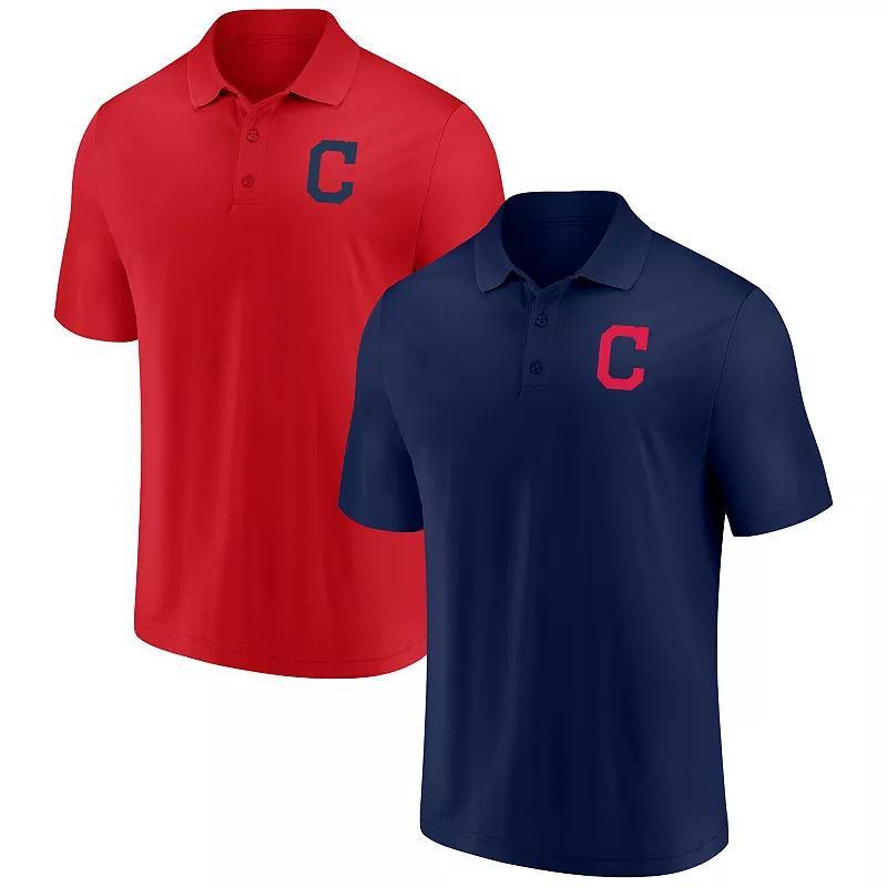 Mens Fanatics Branded /Red Cleveland Indians Primary Logo Polo Combo Set Blue Product Image