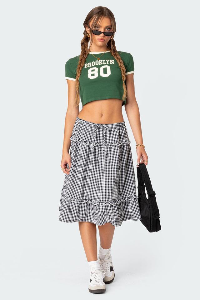 Plaid Tiered Midi Skirt Product Image