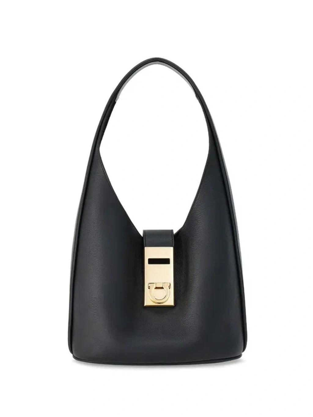 Black Calf Leather Shoulder Bag For Women Product Image