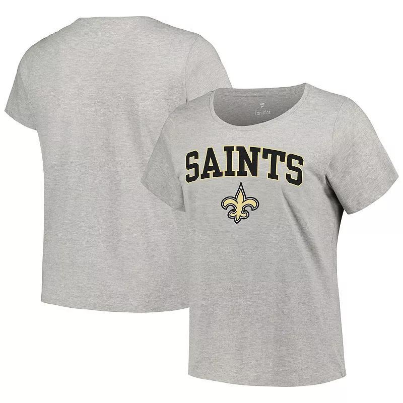 Womens Fanatics Branded Heather Gray New Orleans Saints Plus Size Arch Over Logo T-Shirt Product Image