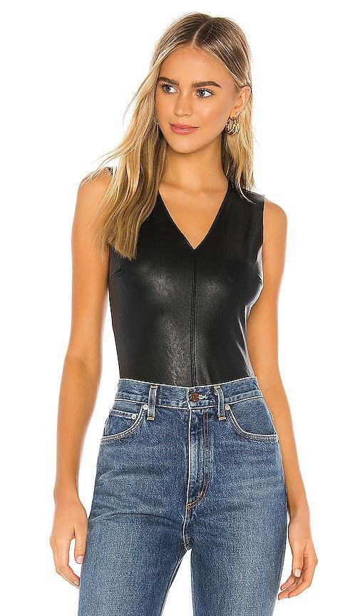 Commando Deep V-Neck Faux Leather Bodysuit Product Image