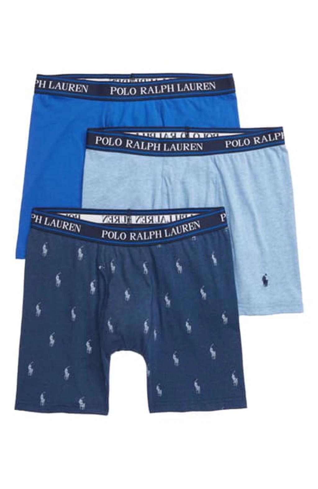 POLO RALPH LAUREN Stretch Cotton Boxer Briefs - Pack Of 3 In Blue Product Image