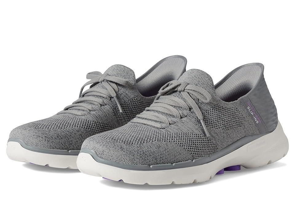 SKECHERS Performance Go Walk 6 Lovely Day Hands Free Slip-Ins (Gray/Lavender) Women's Shoes Product Image