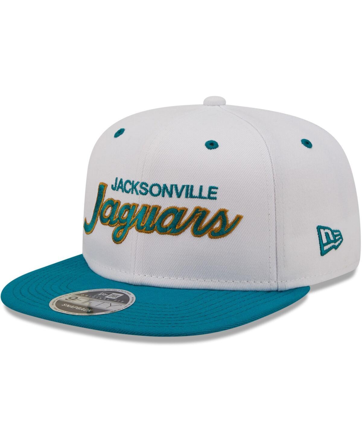 Mens New Era White Distressed Jacksonville Jaguars Sparky Original 9FIFTY Snapback Hat - White Product Image