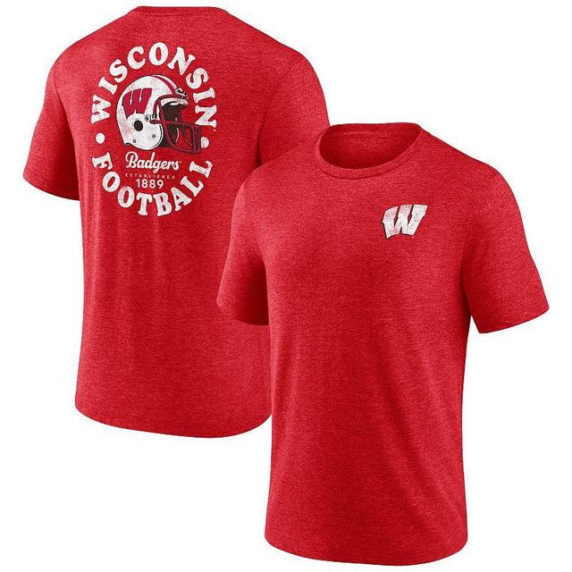 Mens Fanatics Branded Heather Wisconsin Badgers Old-School Bold Tri-Blend T-Shirt Product Image