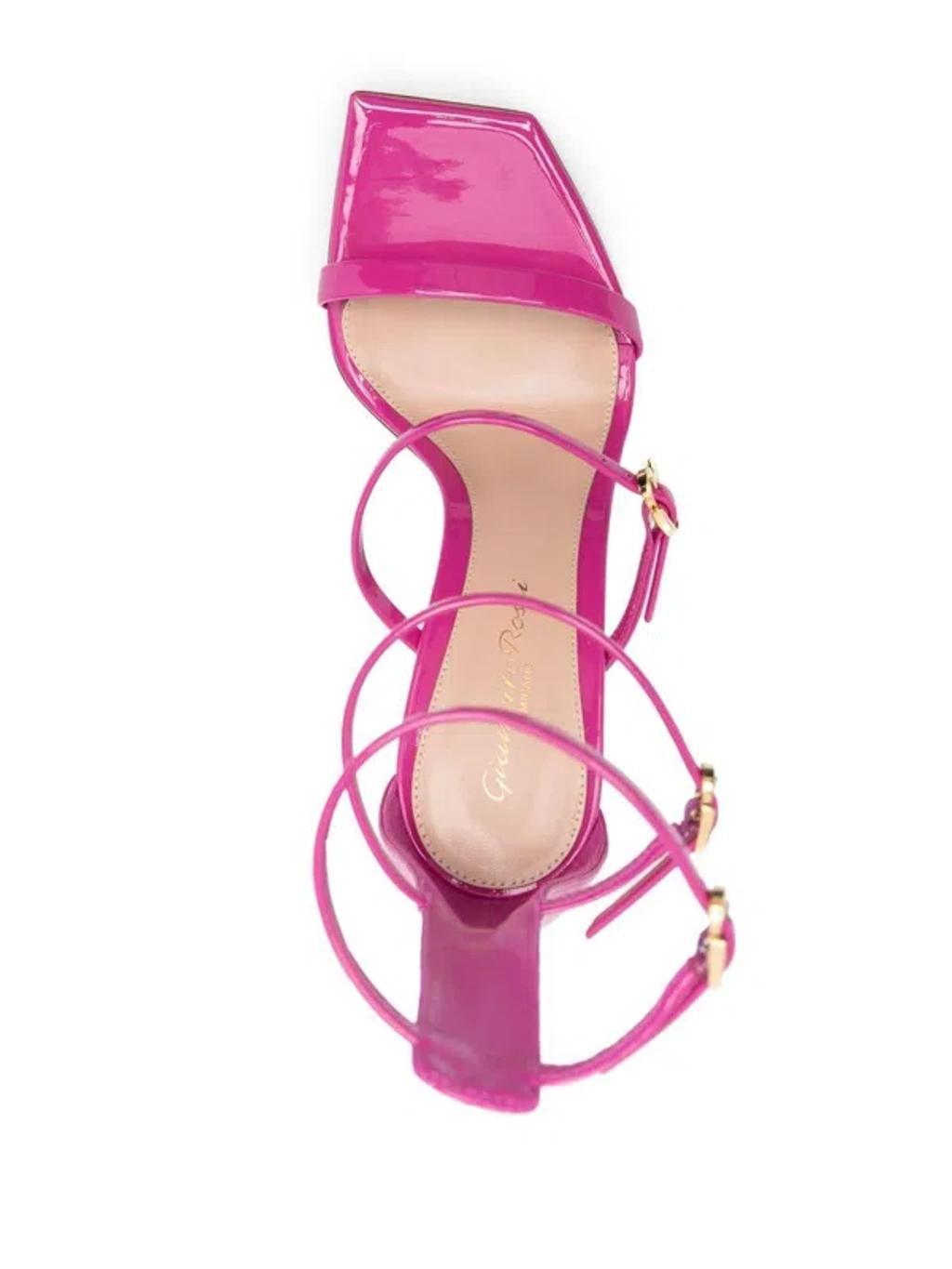 GIANVITO ROSSI Buckle-detail Leather Sandals In Fucsia Product Image