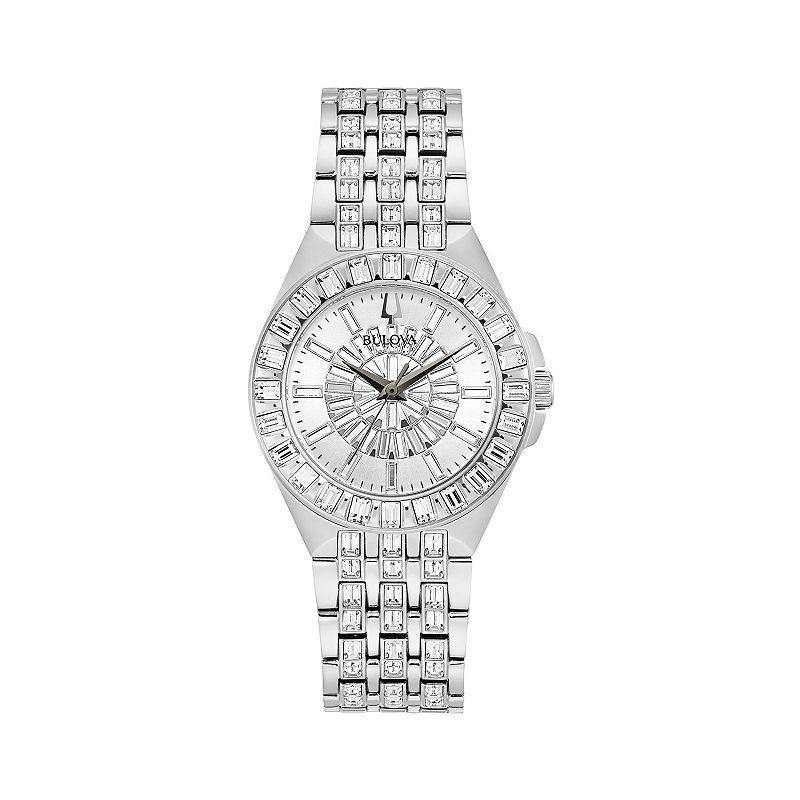 Bulova Womens Phantom Stainless Steel Crystal Baguette Watch - 96L278 Silver Product Image