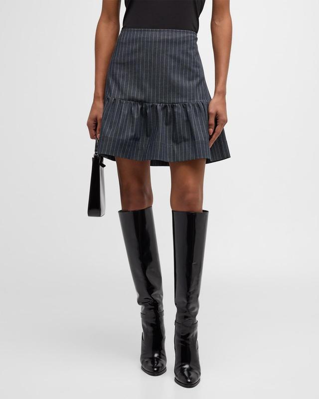 Pinstripe Flounce Mini Skirt Product Image