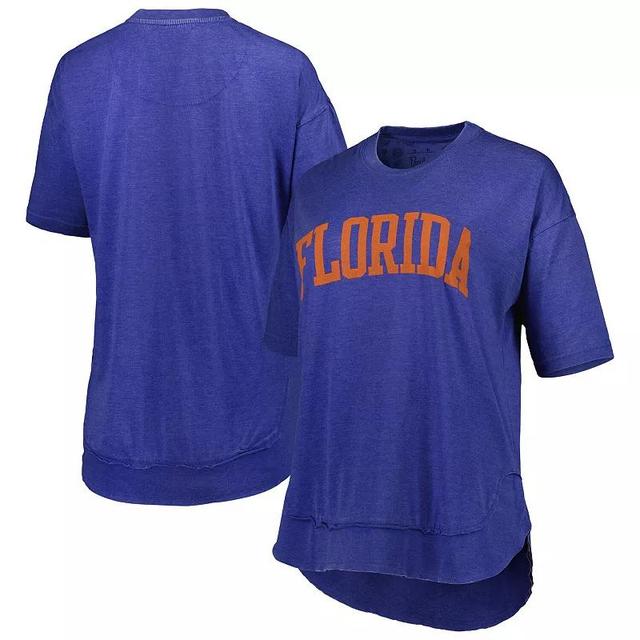 Womens Pressbox Royal Florida Gators Arch Poncho T-Shirt Product Image