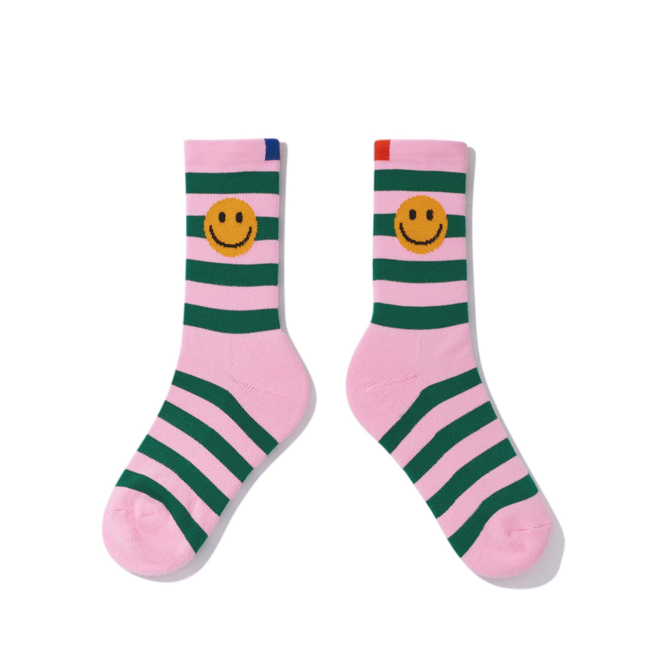 The Women's Rugby Smile Sock - Green/Blush Female product image