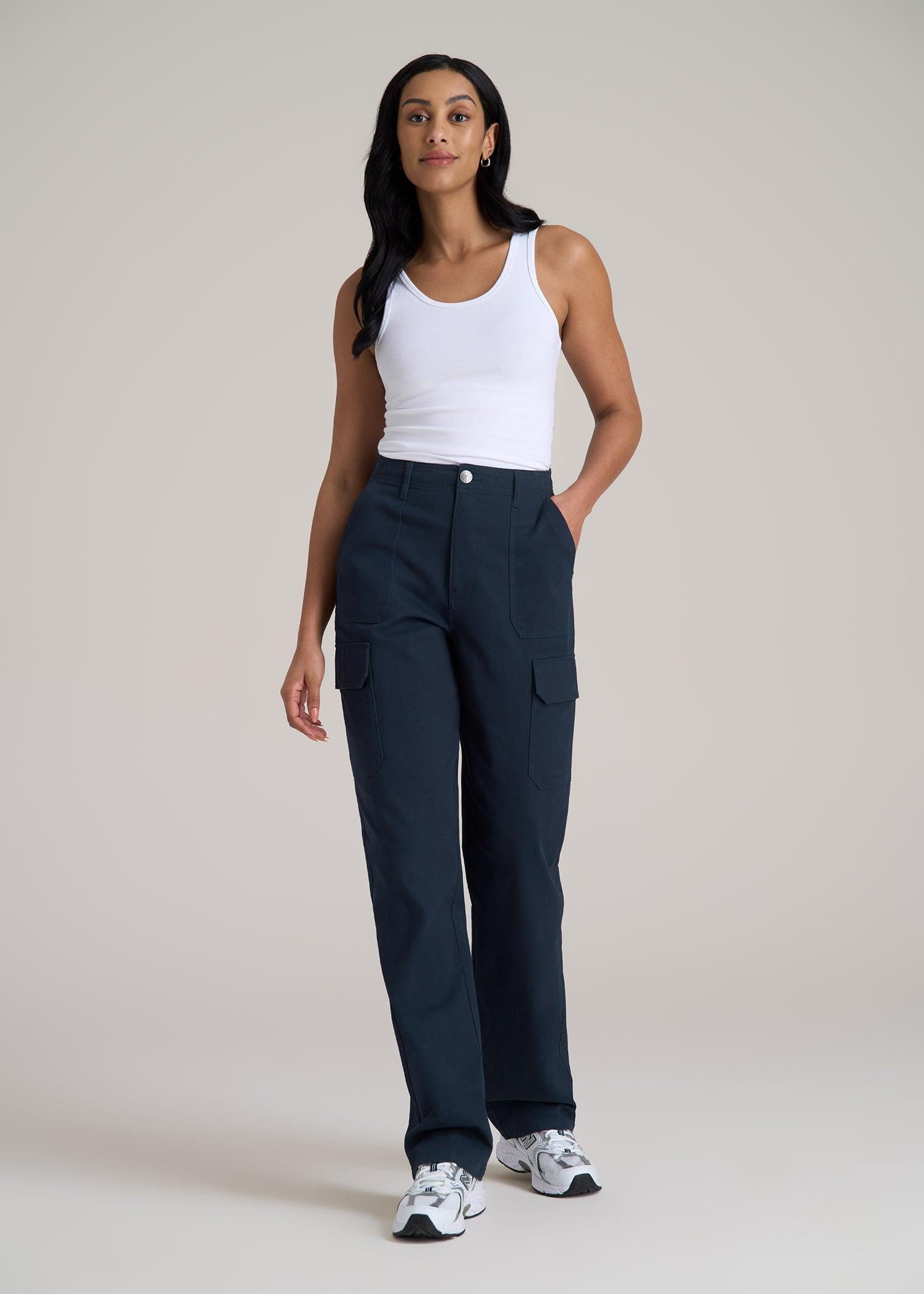 Straight Leg Cargo Chino Pants for Tall Women in Navy Female Product Image