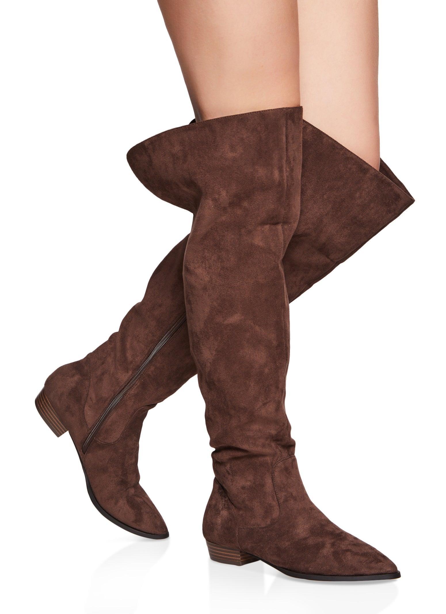 Womens Back Slit Detail Over the Knee Boots product image