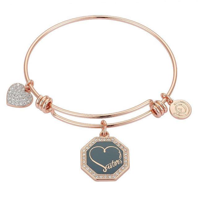 Love This Life Sisters Heart Bangle Bracelet, Womens, Pink Tone Product Image