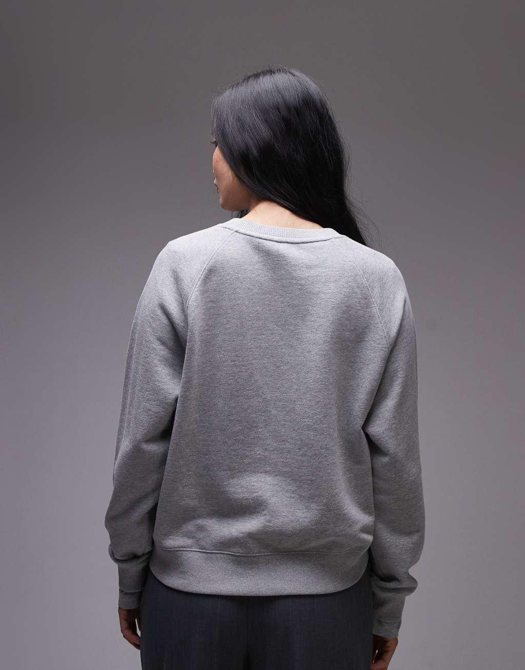 ARKET soft crew neck terry sweatshirt in gray melange Product Image