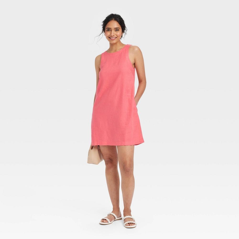 Womens Linen Mini Shift Dress - A New Day XS Product Image