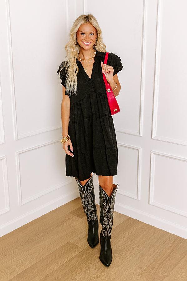 Newsworthy Style Linen-Blend Babydoll Dress In Black Product Image