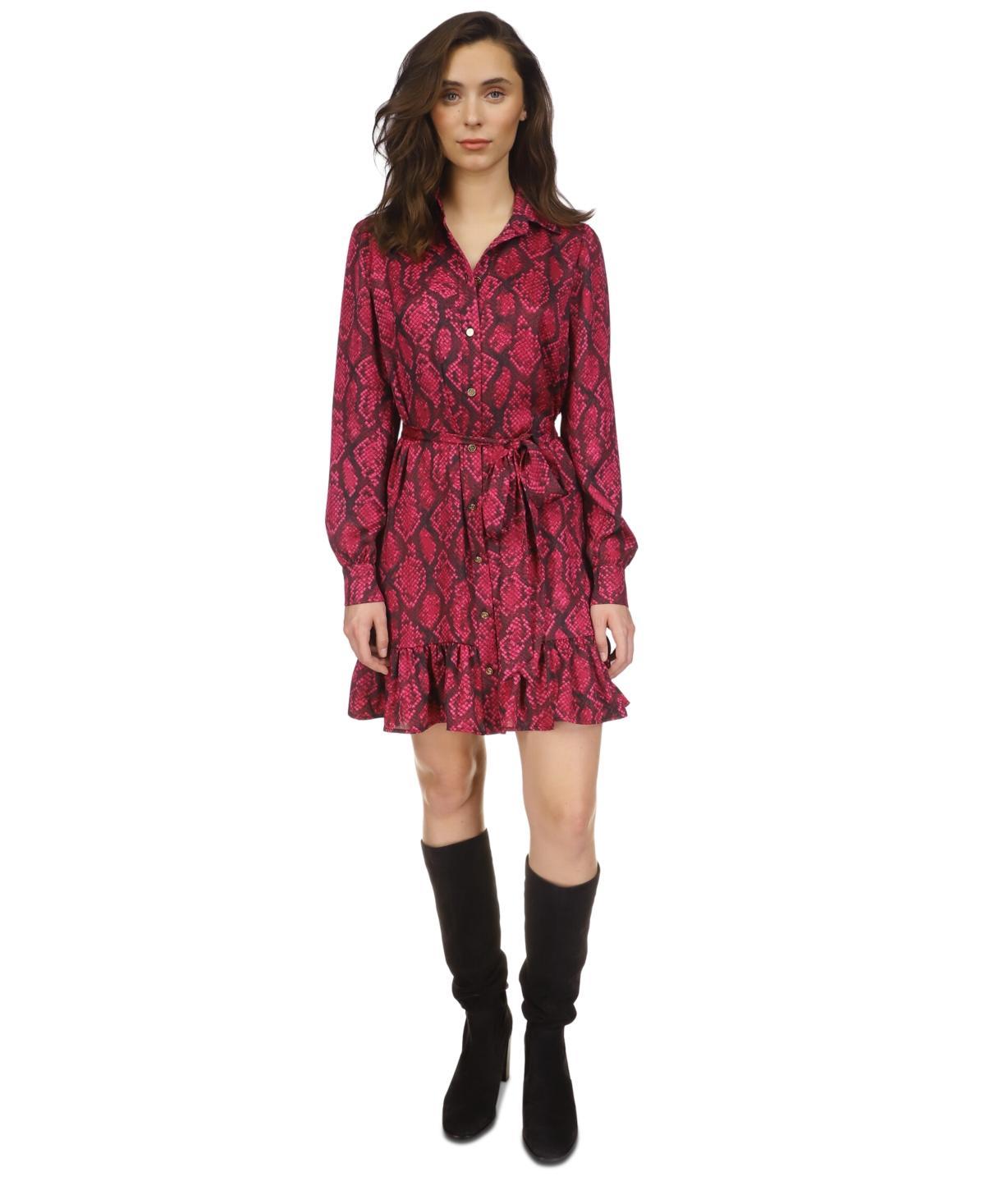 Michael Michael Kors Anaconda Print Long Sleeve Dress Product Image