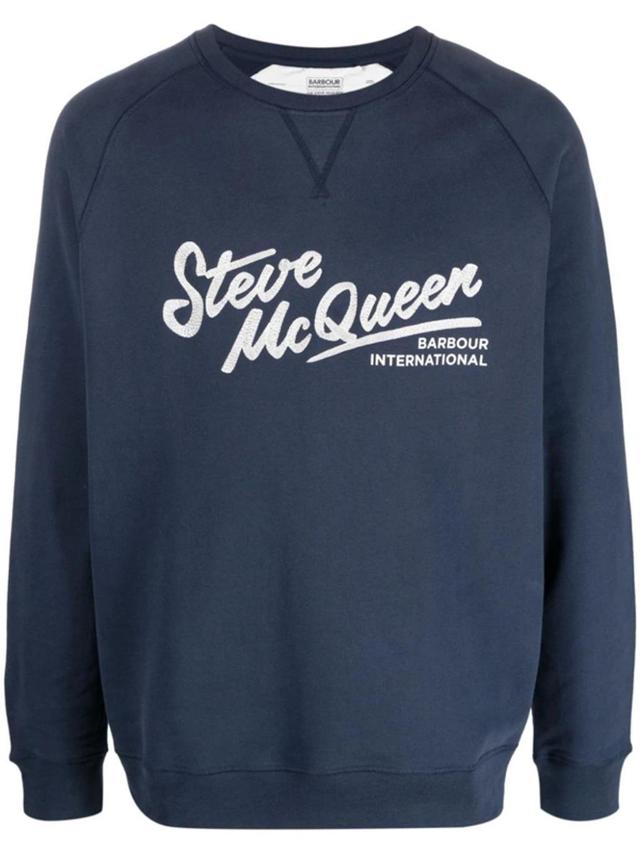 Sweater With Logo In Navy Blue Product Image