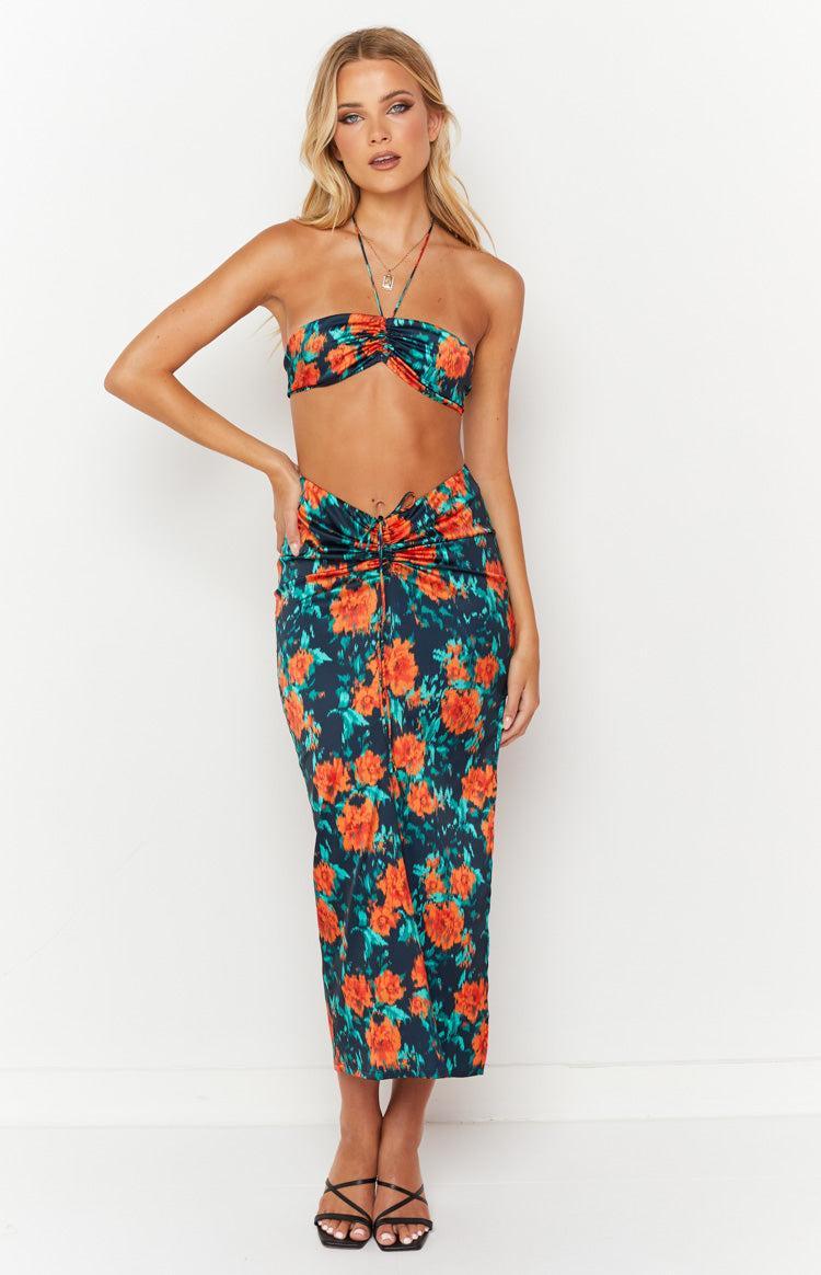 Rani Red Floral Maxi Skirt Product Image