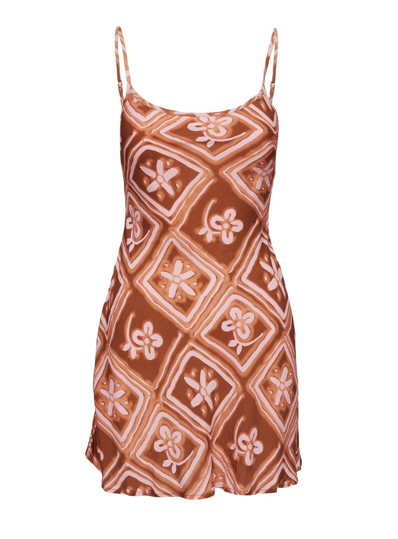 Vittorio Bias Cut Mini Dress Rust / Pink Product Image