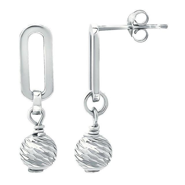 Aleure Precioso Sterling Silver Textured Bead & Paper Clip Link Drop Earrings, Womens Product Image