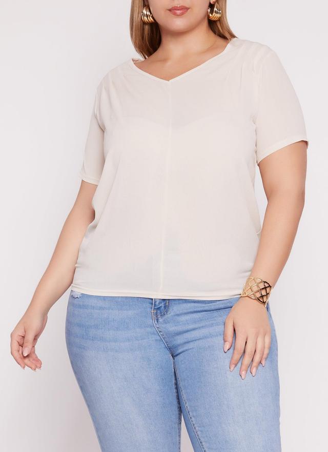 Womens Plus Size V Neck Short Sleeve Tee Product Image