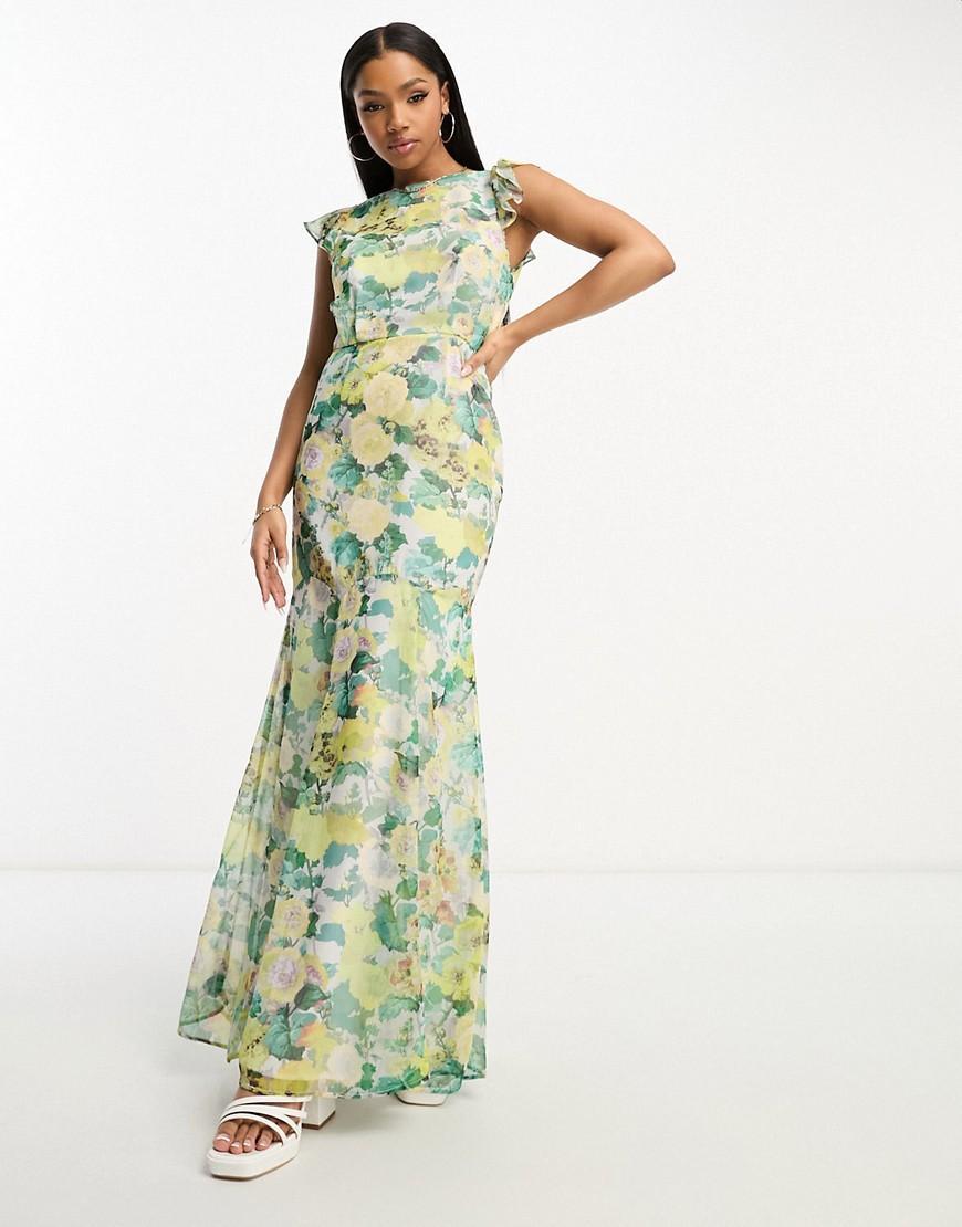 Hope & Ivy tie back frill maxi dress Product Image