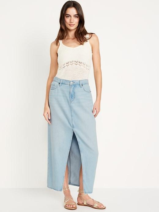 Mid-Rise Jean Maxi Skirt Product Image