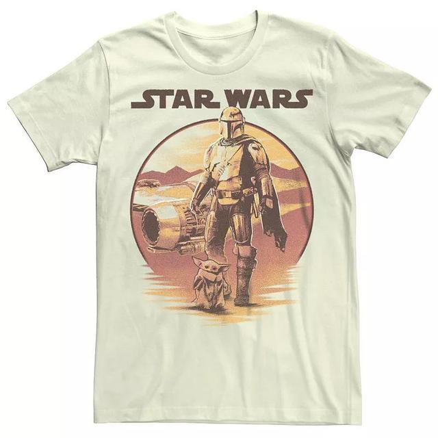 Mens Star Wars The Mandalorian Sunset Grogu And Mando Standing Tee Product Image