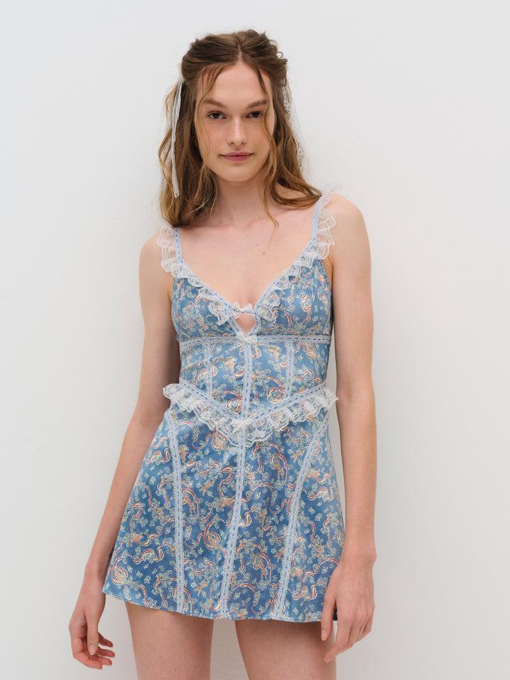 Emiliana Slip Dress — Blue Product Image