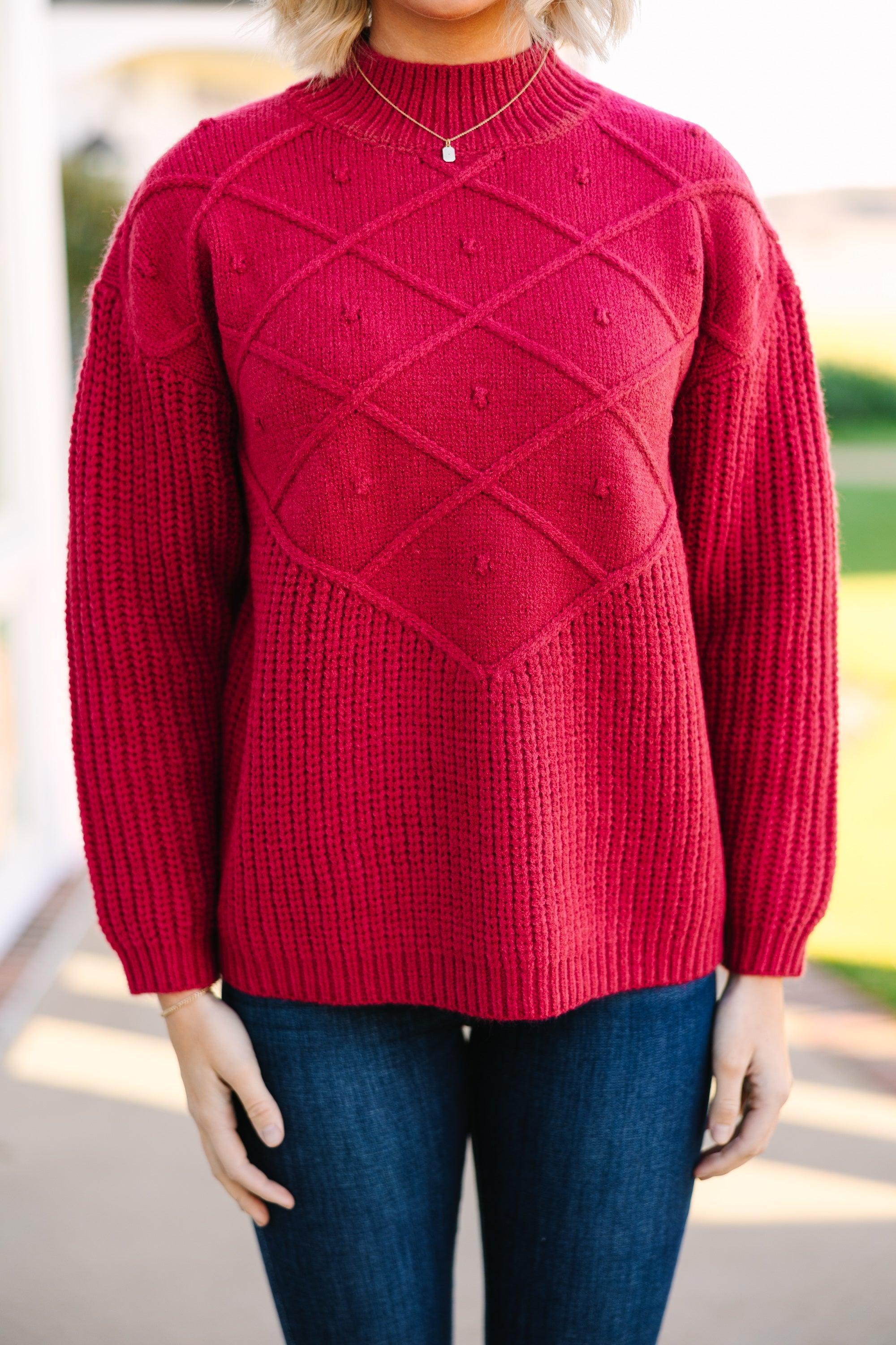 More Than You Know Burgundy Red Mock Neck Sweater Female Product Image