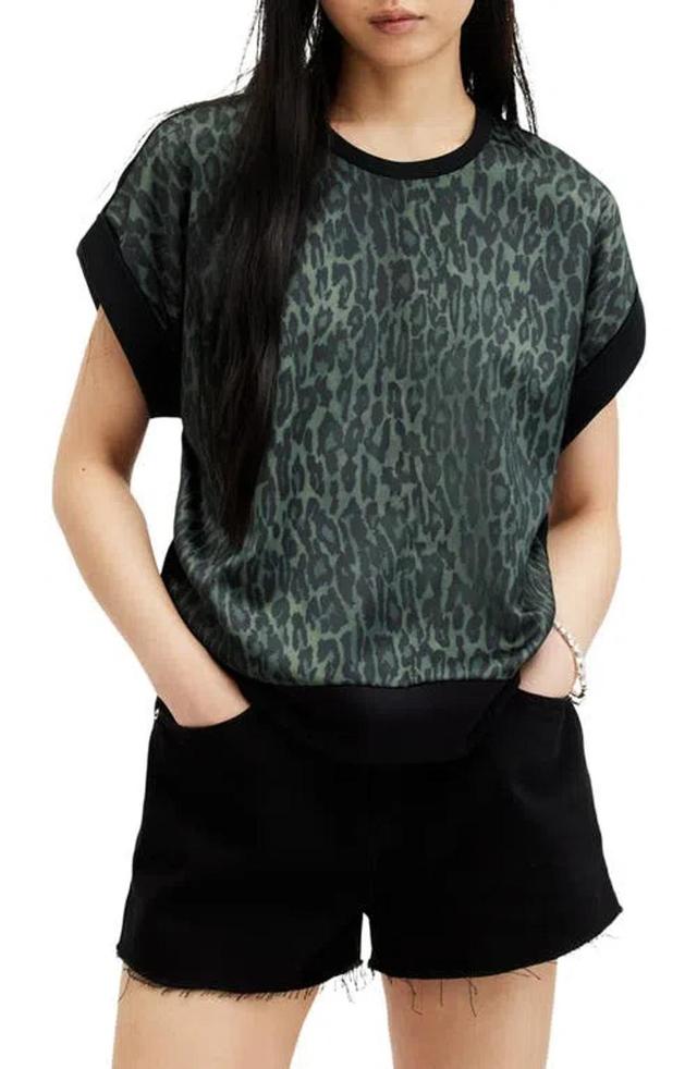 Giana Leopard Knit Top In Anita Khaki Green Product Image