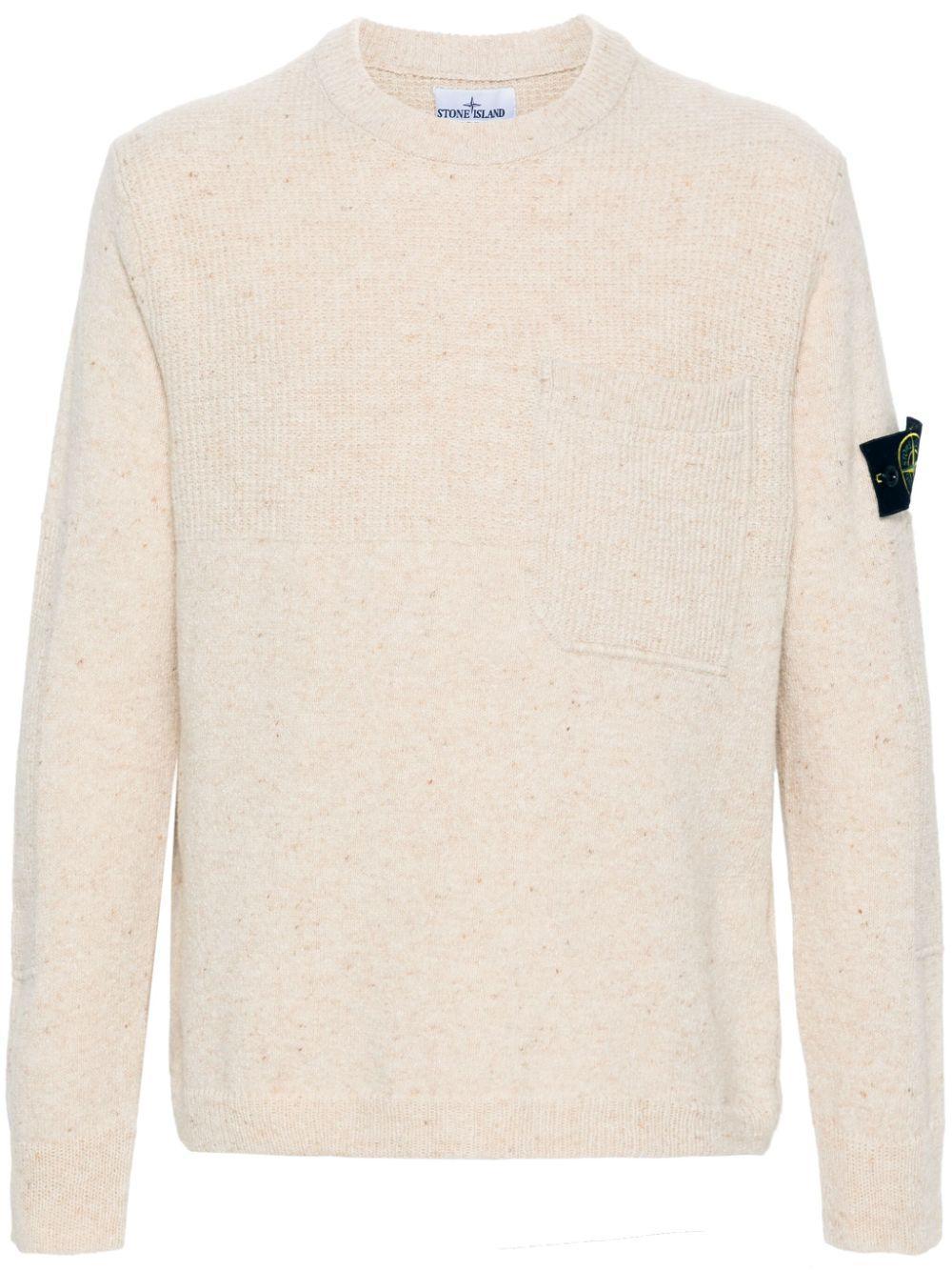 STONE ISLAND Speckle-knit Sweater In Neutrals Product Image