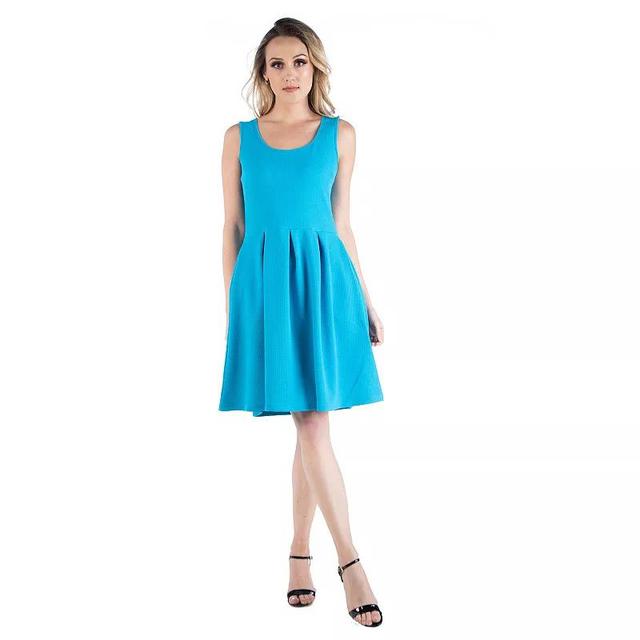 Womens 24seven Comfort Apparel Scoopneck Sleeveless Pleated Skater Dress with Pockets Product Image