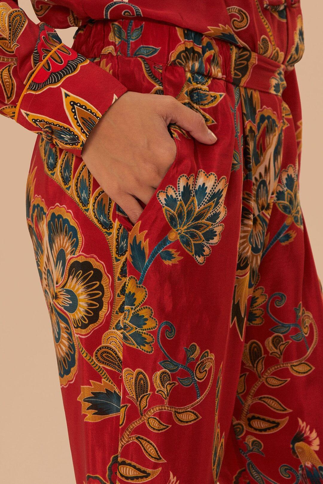 Red Maxi Floral Pajama Pants, MAXI FLORAL RED / XXS Product Image