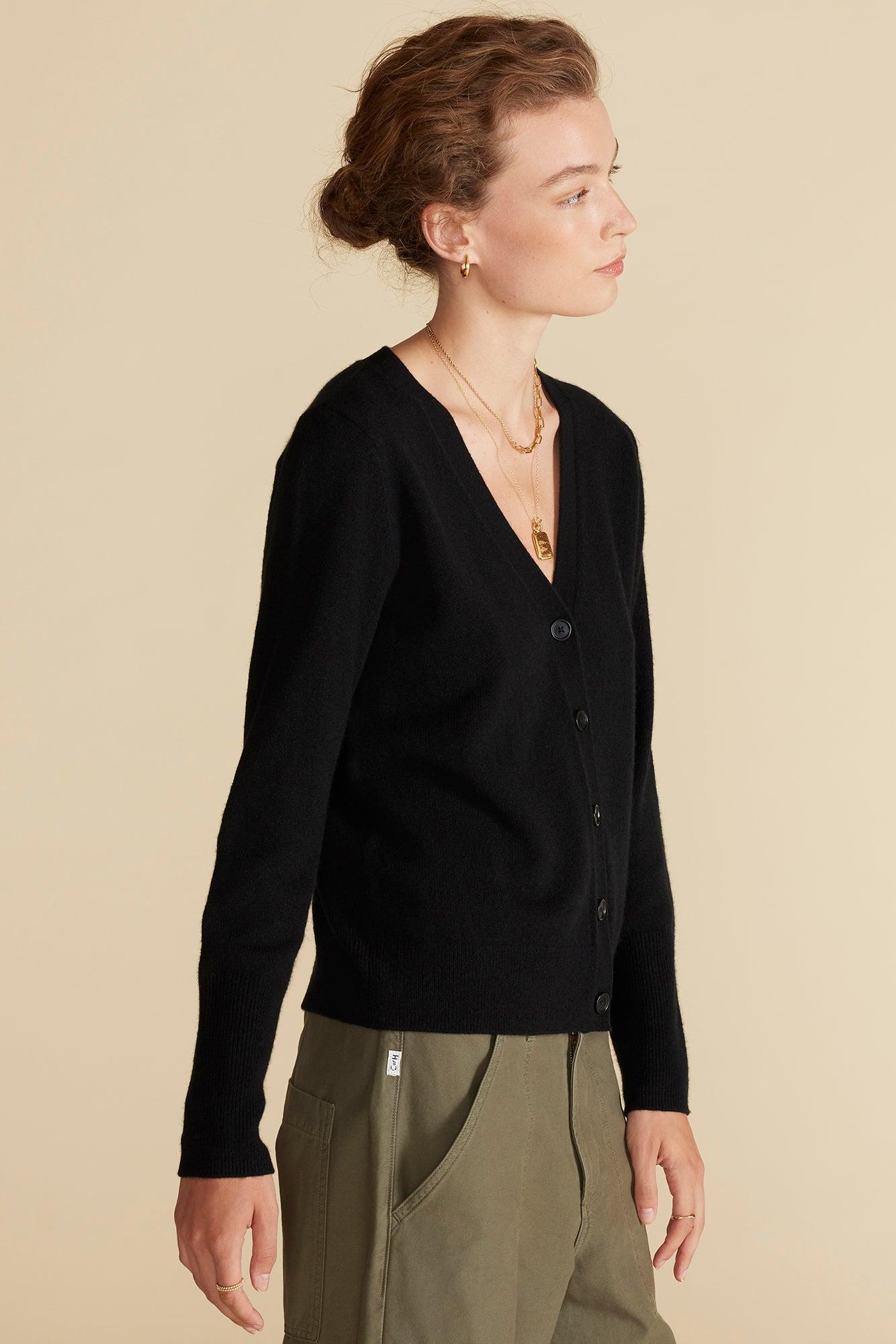 Mason Cashmere Cardigan - Black Product Image