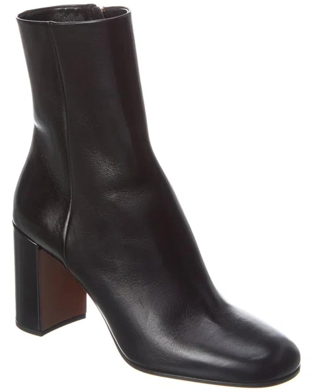 Logo Leather Bootie In Black product image